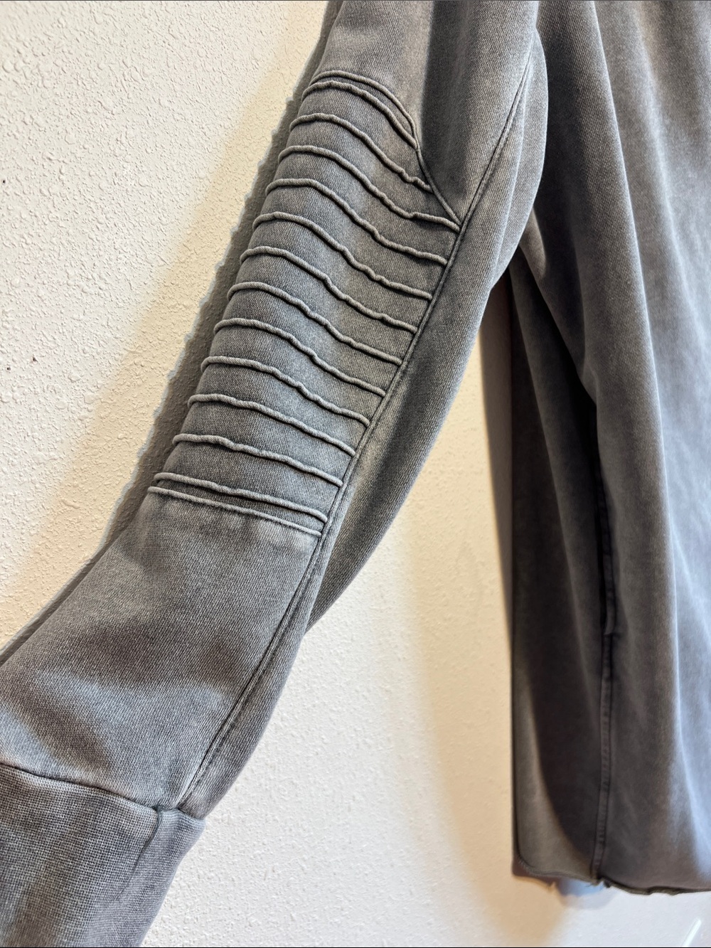 H&M Divided Washed Gray Asymmetrical Zip Up Hooded Jacket Grunge Moto Size XL - Picture 7 of 12